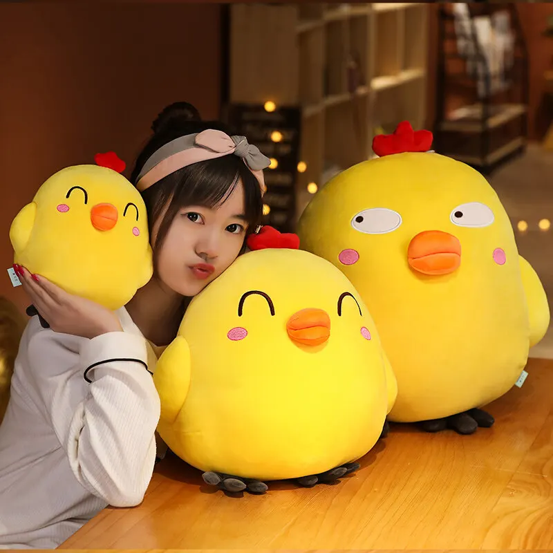25-65cm Cute Chicken Plush Toys Kawaii Cartoon Little Yellow Chicken Doll Soft Stuffed Chick Animal Pillow Xmas Gifts for Kids