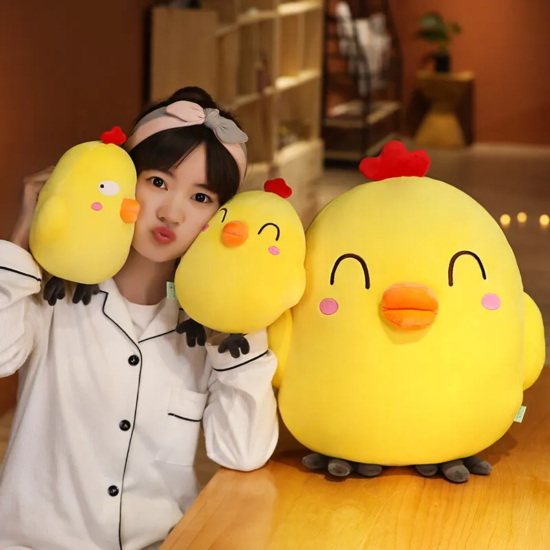 25-65cm Cute Chicken Plush Toys Kawaii Cartoon Little Yellow Chicken Doll Soft Stuffed Chick Animal Pillow Xmas Gifts for Kids