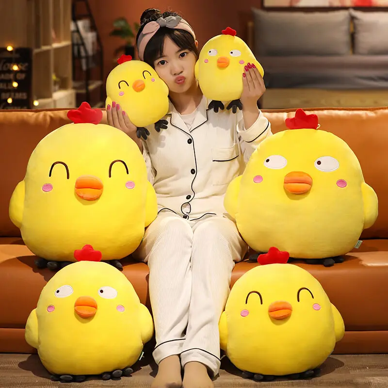 25-65cm Cute Chicken Plush Toys Kawaii Cartoon Little Yellow Chicken Doll Soft Stuffed Chick Animal Pillow Xmas Gifts for Kids