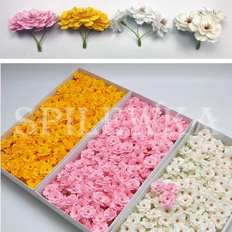10/50Pcs 8x7cm Sakura (1ps=3 Head) Artificial Cherry Blossom Romantic Valentine's Day Gift Wedding Home Decoration Soap Flowers