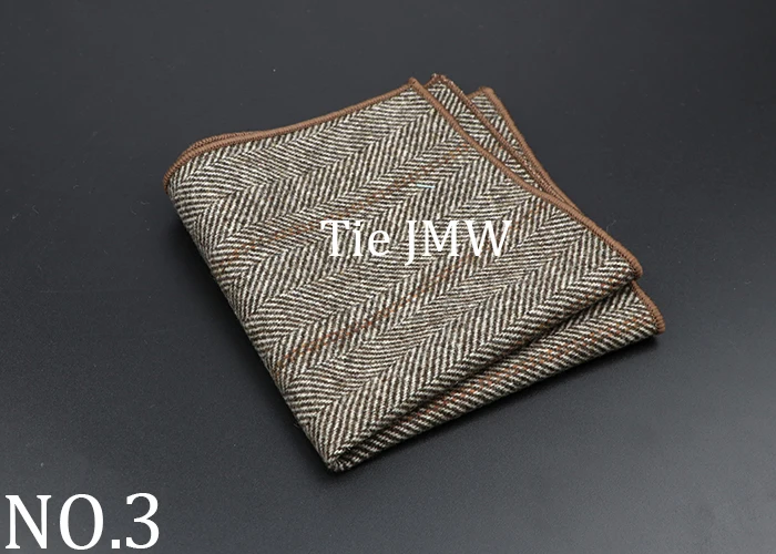 New Fashion Pocket Square Brown Grey Handkerchief Wool Plaid Striped Paisley Hanky Suit Men's Business Wedding Suit Accessories