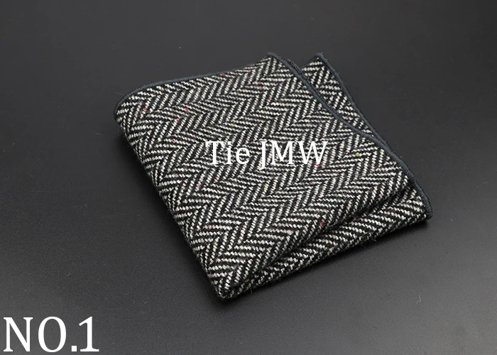 New Fashion Pocket Square Brown Grey Handkerchief Wool Plaid Striped Paisley Hanky Suit Men's Business Wedding Suit Accessories