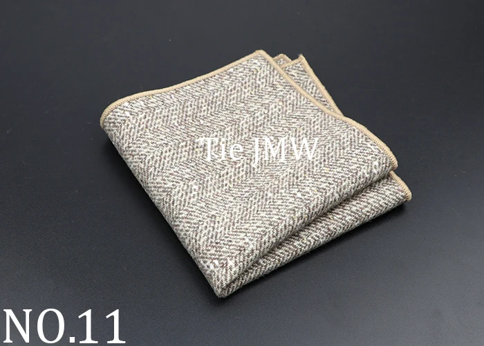 New Fashion Pocket Square Brown Grey Handkerchief Wool Plaid Striped Paisley Hanky Suit Men's Business Wedding Suit Accessories