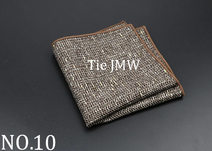New Fashion Pocket Square Brown Grey Handkerchief Wool Plaid Striped Paisley Hanky Suit Men's Business Wedding Suit Accessories