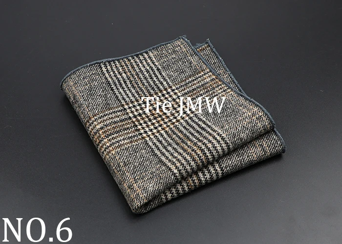 New Fashion Pocket Square Brown Grey Handkerchief Wool Plaid Striped Paisley Hanky Suit Men's Business Wedding Suit Accessories