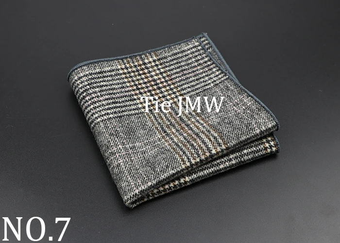 New Fashion Pocket Square Brown Grey Handkerchief Wool Plaid Striped Paisley Hanky Suit Men's Business Wedding Suit Accessories