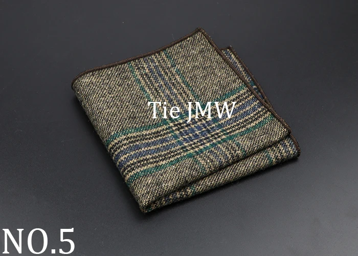 New Fashion Pocket Square Brown Grey Handkerchief Wool Plaid Striped Paisley Hanky Suit Men's Business Wedding Suit Accessories