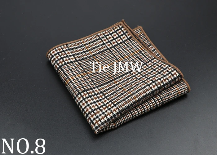 New Fashion Pocket Square Brown Grey Handkerchief Wool Plaid Striped Paisley Hanky Suit Men's Business Wedding Suit Accessories