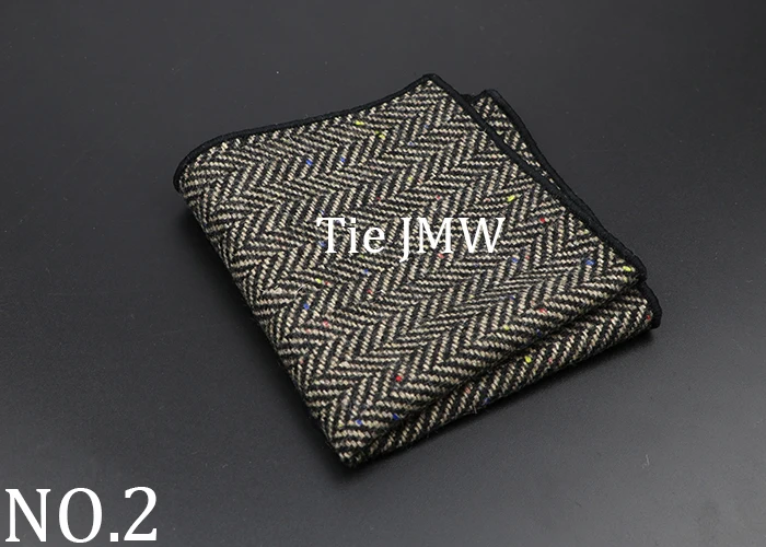 New Fashion Pocket Square Brown Grey Handkerchief Wool Plaid Striped Paisley Hanky Suit Men's Business Wedding Suit Accessories