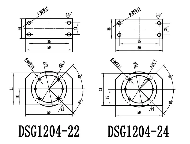 DSG12H 22mm/24mm Mounting Bracket CNC Parts 1204 Ballscrew Aluminum Nut Housing Holder Fits For SFU1210/SFU1204 RM1204