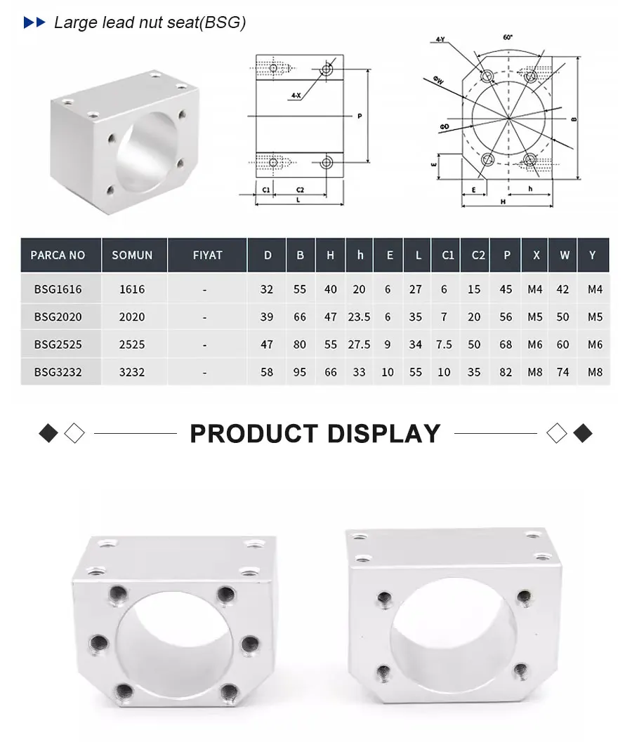 DSG12H 22mm/24mm Mounting Bracket CNC Parts 1204 Ballscrew Aluminum Nut Housing Holder Fits For SFU1210/SFU1204 RM1204