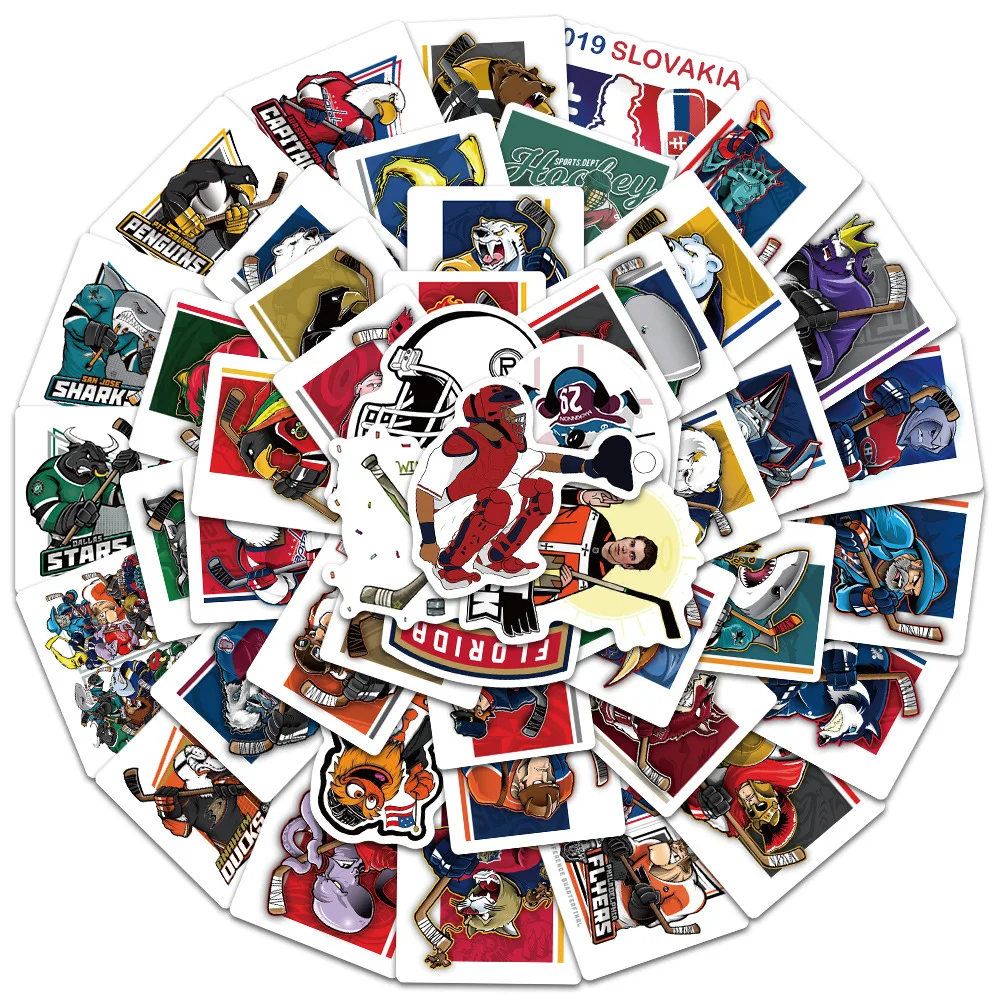 10/30/50pcs Sports Ice Hockey Mascot Graffiti Stickers Cool Helmet Luggage Laptop Waterproof Decal Decor Stickers Packs Kid Toy