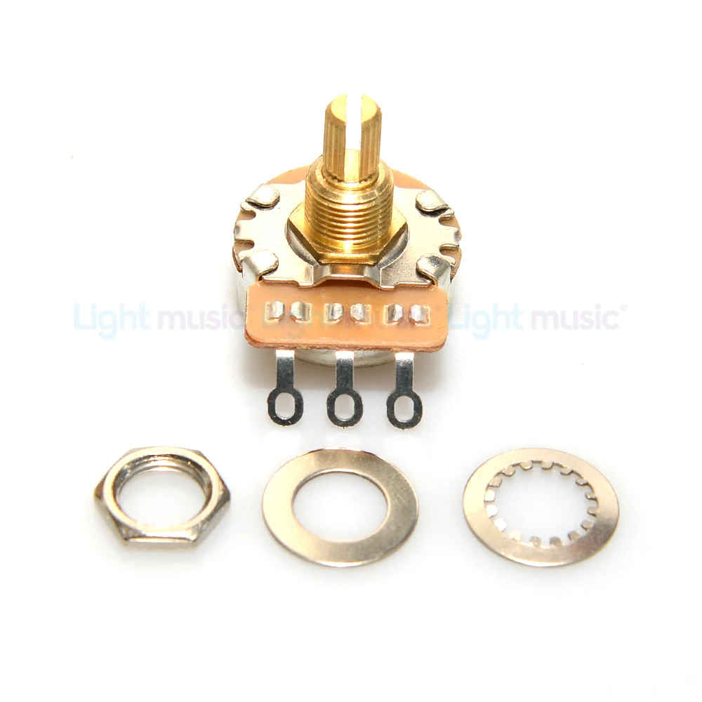 10PCS 250K 500K Guitar Potentiometers Brass 3/8" Short Shaft 24-Tooth Pots 15.5mm for Guitar Parts