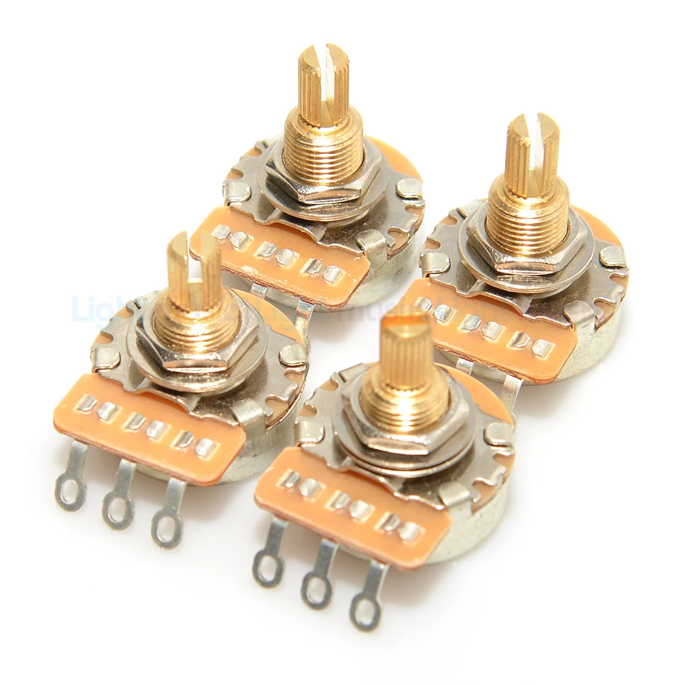 10PCS 250K 500K Guitar Potentiometers Brass 3/8" Short Shaft 24-Tooth Pots 15.5mm for Guitar Parts