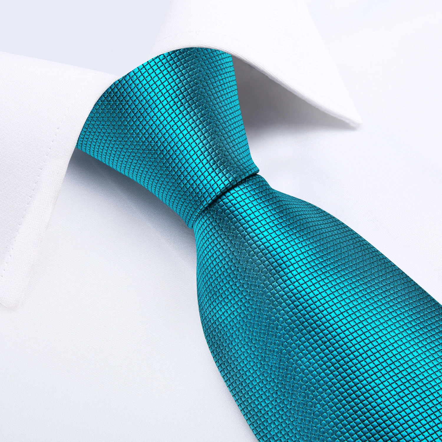 Teal Blue 8cm Wide Ties For Men Wedding Accessories Men Tie Set Gift Pocket Square Cufflinks Corbatas Para Hombre