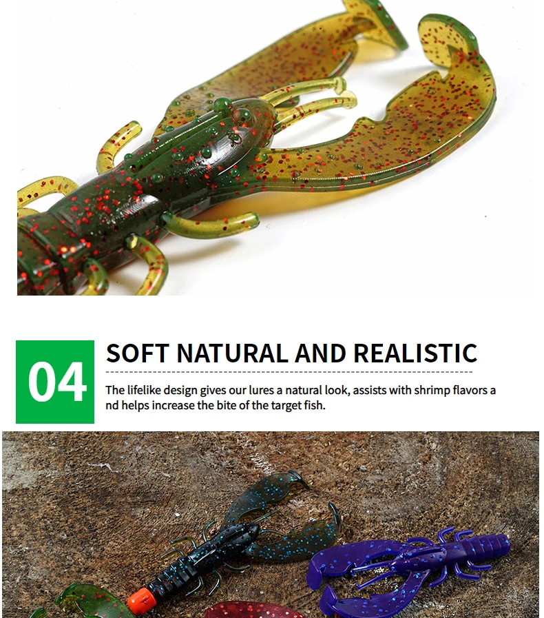 SUNMILE 6pieces Fishing Lures Crayfish Shrimp 7.5cm/3.5g Soft Baits Creature Baits Iscas Artifical bait Bass Perch Fishing Baits