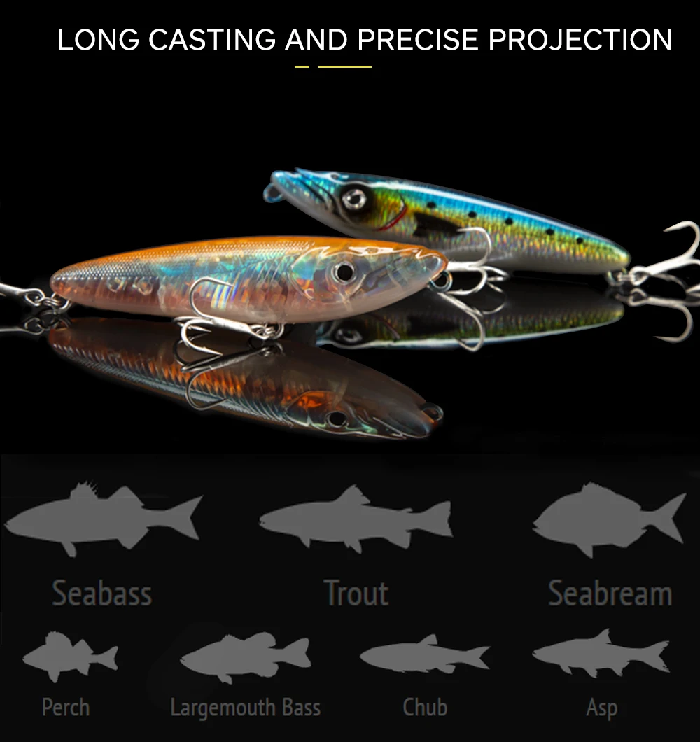 D1 Fishing Topwater Bait Surface Lure 70mm/140mm Walk The Dog Pencil Floating Stickbaits For Bass Trout Accesorios