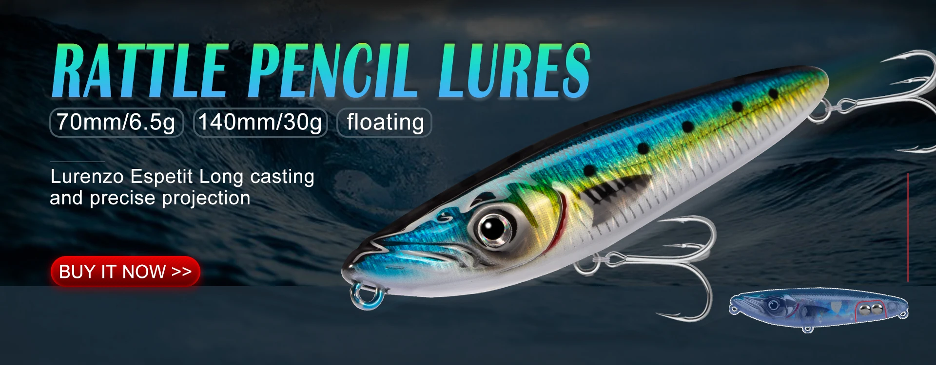 D1 Fishing Topwater Bait Surface Lure 70mm/140mm Walk The Dog Pencil Floating Stickbaits For Bass Trout Accesorios
