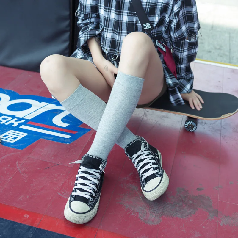 Cotton Spring Autumn Women Knee High Soild Color Socks Ladies Girl School Party Street Dancing Winter Knee Warm Sock For Women
