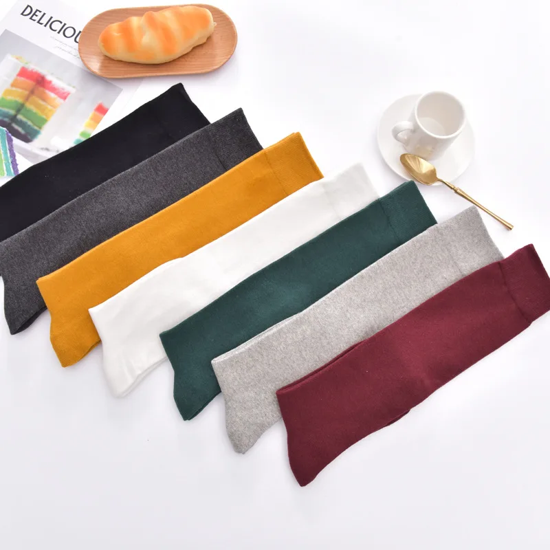 Cotton Spring Autumn Women Knee High Soild Color Socks Ladies Girl School Party Street Dancing Winter Knee Warm Sock For Women