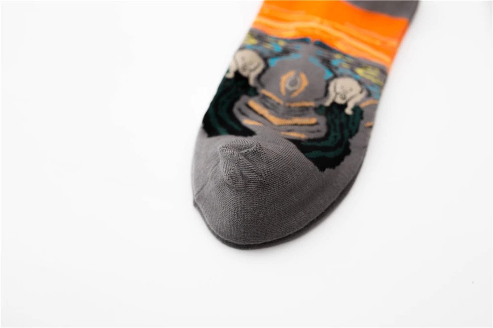 Women's New Retro Art Mural World Famous Oil Painting Series Funny Angel Mona Lisa Scream Van Gogh Starry Sky Short Ankle Socks