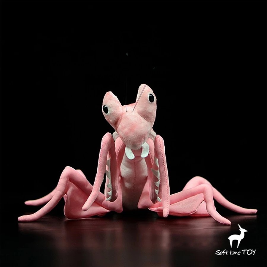 Orchid Mantis High Fidelity Anime Cute Plushie Chinese Mantid Plush Toys Lifelike Animals Simulation Stuffed Doll Kawai Toy Gift