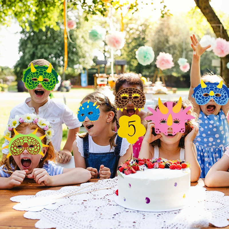 Dinosaur Party Favor Kids Birthday Dinosaur Masks Bracelet Keychain Ring Tattoo Sticker for Boy Dinosaur Birthday Party Supplies