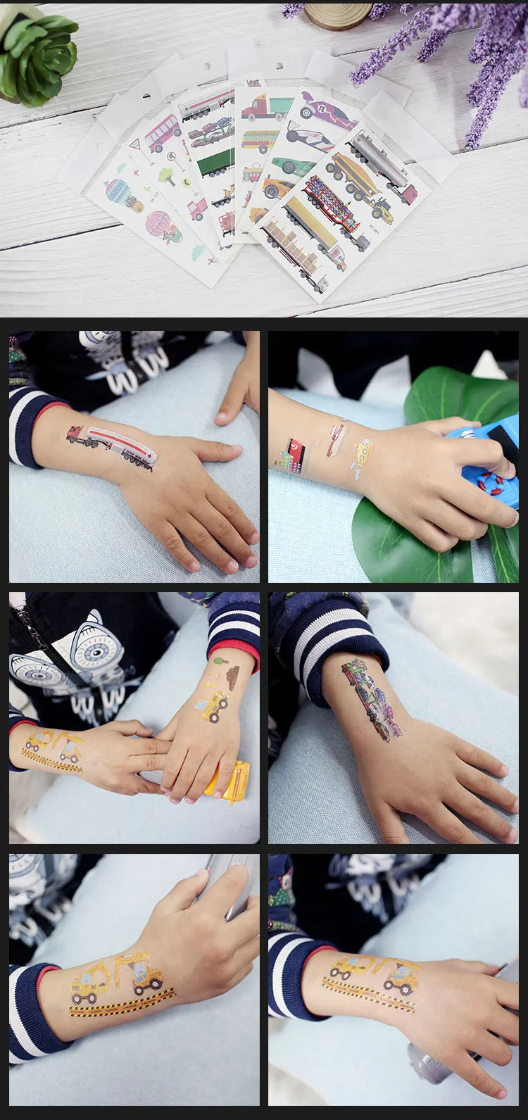Cars and Trucks Temporary Tattoos for Kids Construction Vehicle Themed Fake Tattoo Excavator Stickers Boys Birthday Party Gifts