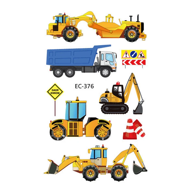 Cars and Trucks Temporary Tattoos for Kids Construction Vehicle Themed Fake Tattoo Excavator Stickers Boys Birthday Party Gifts