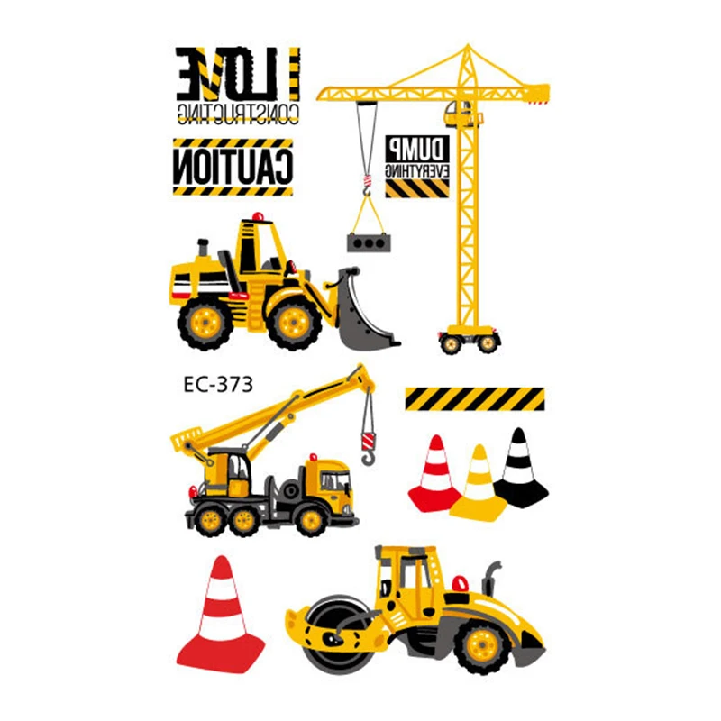 Cars and Trucks Temporary Tattoos for Kids Construction Vehicle Themed Fake Tattoo Excavator Stickers Boys Birthday Party Gifts