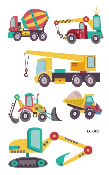 Cars and Trucks Temporary Tattoos for Kids Construction Vehicle Themed Fake Tattoo Excavator Stickers Boys Birthday Party Gifts