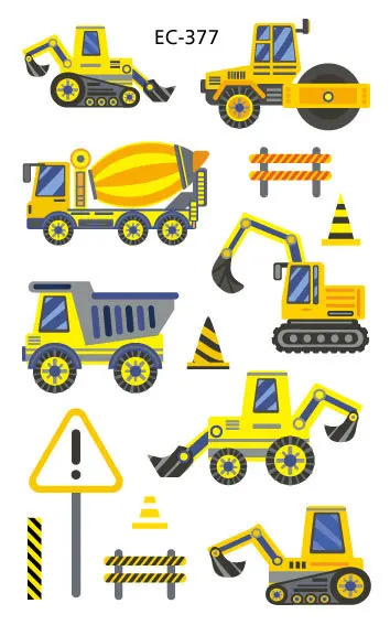 Cars and Trucks Temporary Tattoos for Kids Construction Vehicle Themed Fake Tattoo Excavator Stickers Boys Birthday Party Gifts