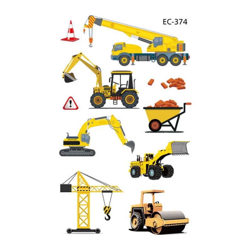 Cars and Trucks Temporary Tattoos for Kids Construction Vehicle Themed Fake Tattoo Excavator Stickers Boys Birthday Party Gifts