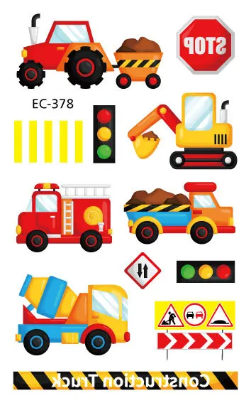 Cars and Trucks Temporary Tattoos for Kids Construction Vehicle Themed Fake Tattoo Excavator Stickers Boys Birthday Party Gifts