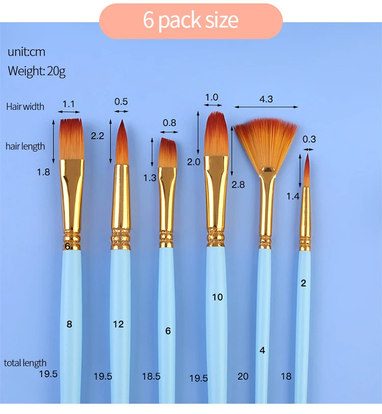 Nylon Hair Wooden Handle Artist Paint Brush Set Professional Oil Watercolor Acrylic Painting Brushes 3/6/10/12Pcs Art Supplies