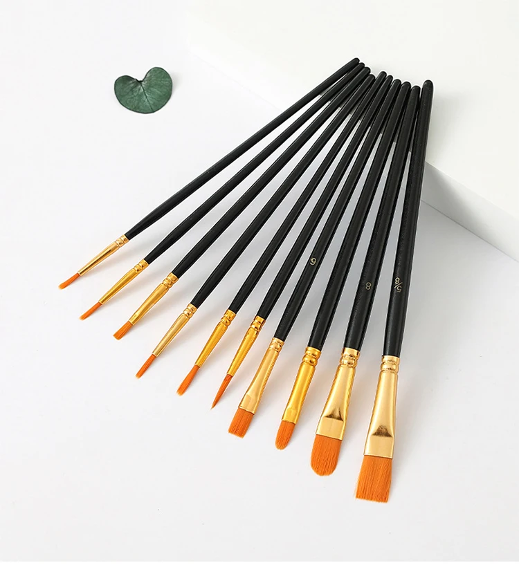 Nylon Hair Wooden Handle Artist Paint Brush Set Professional Oil Watercolor Acrylic Painting Brushes 3/6/10/12Pcs Art Supplies
