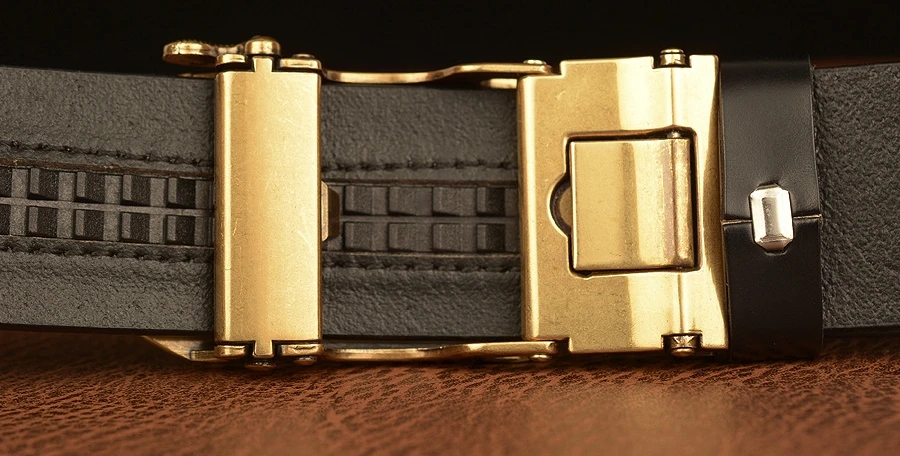 SupSindy Men Genuine Leather Belt Luxury Scorpion Metal Automatic Buckle Cowhide Belts for Men Jeans Waistband Male Strap Black