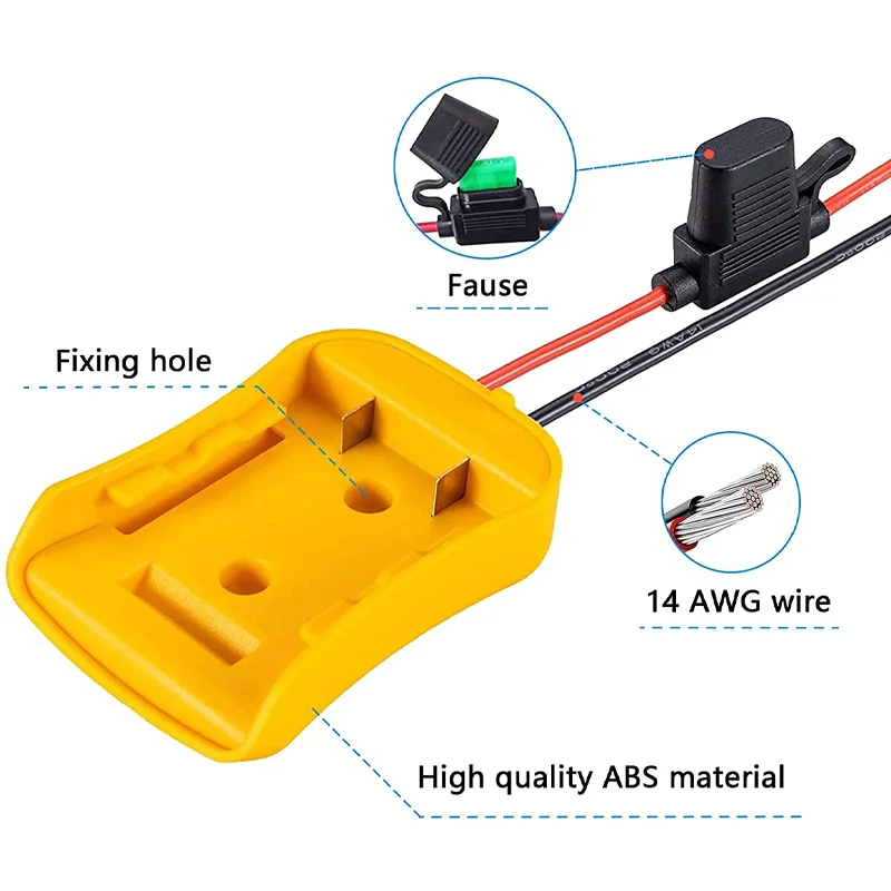 Battery Adapters For Makita/Bosch/Milwaukee/Dewlt/Black&Decker 18V Power Connector Adapter Dock Holder 14 Awg Wires