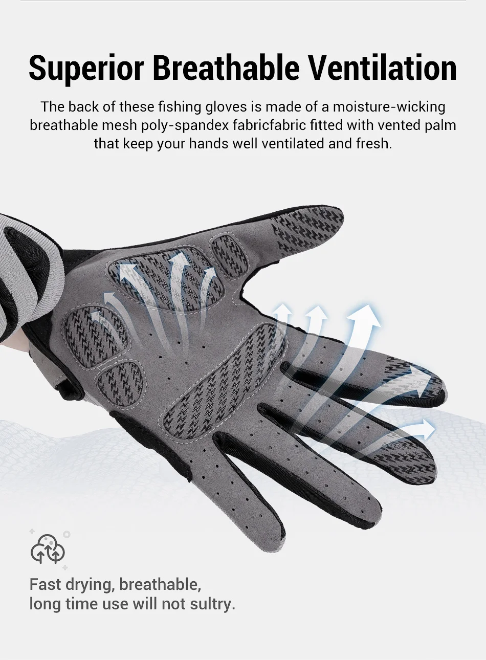 Noeby Fishing Gloves Non-slip Full Finger Outdoor Sun Protection Anti-UV Cycling Running Gloves Men Women Tackle