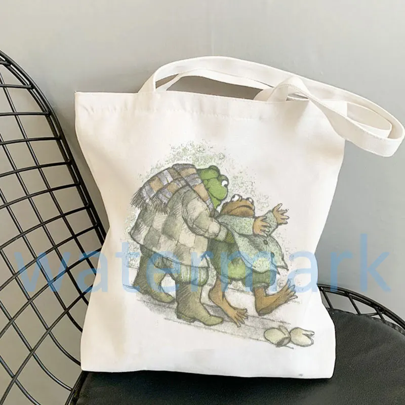 Anime Tote Bag Shopping Bags Side Bag for Ladies Gift Frog Canvas Tote Bag Toad Canvas Tote Bag Froggy Gallore Canvas Tote Bag