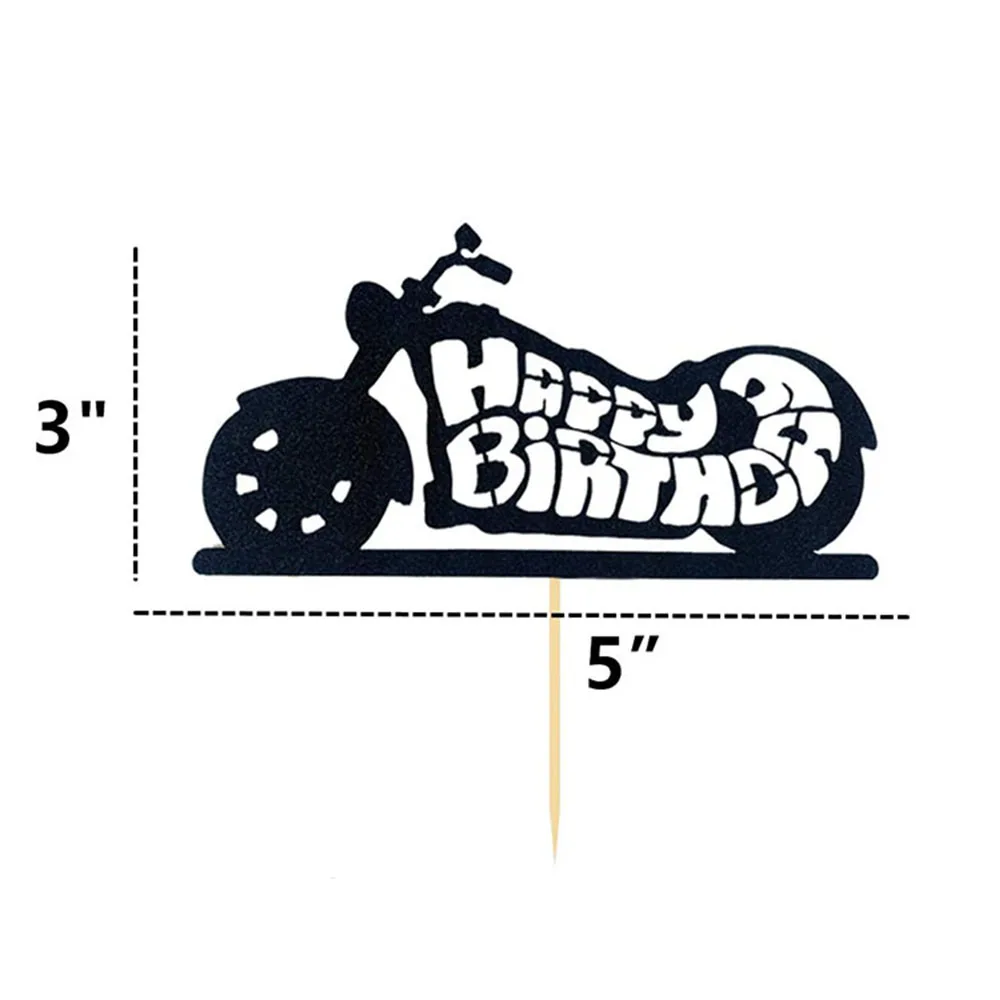 Motorcycle Model Cake Topper Motorbike Theme Kids Party Decor Picks Happy Birthday Cake Topper for Boy Man’s Birthday Decoration