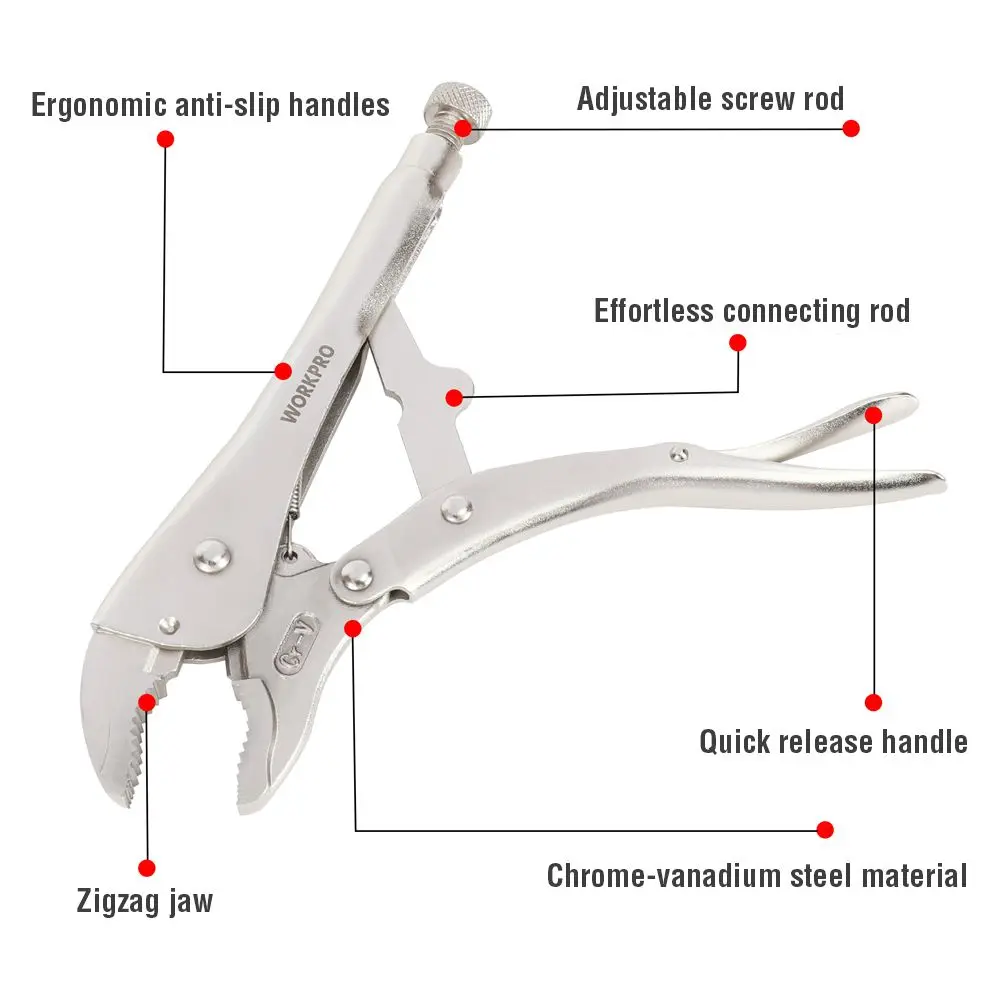 Locking Pliers Set CRV Lock Pliers Curved Jaw Pliers Straight Long Nose C Clamp Locking Clamp Multi-function Welding Tools