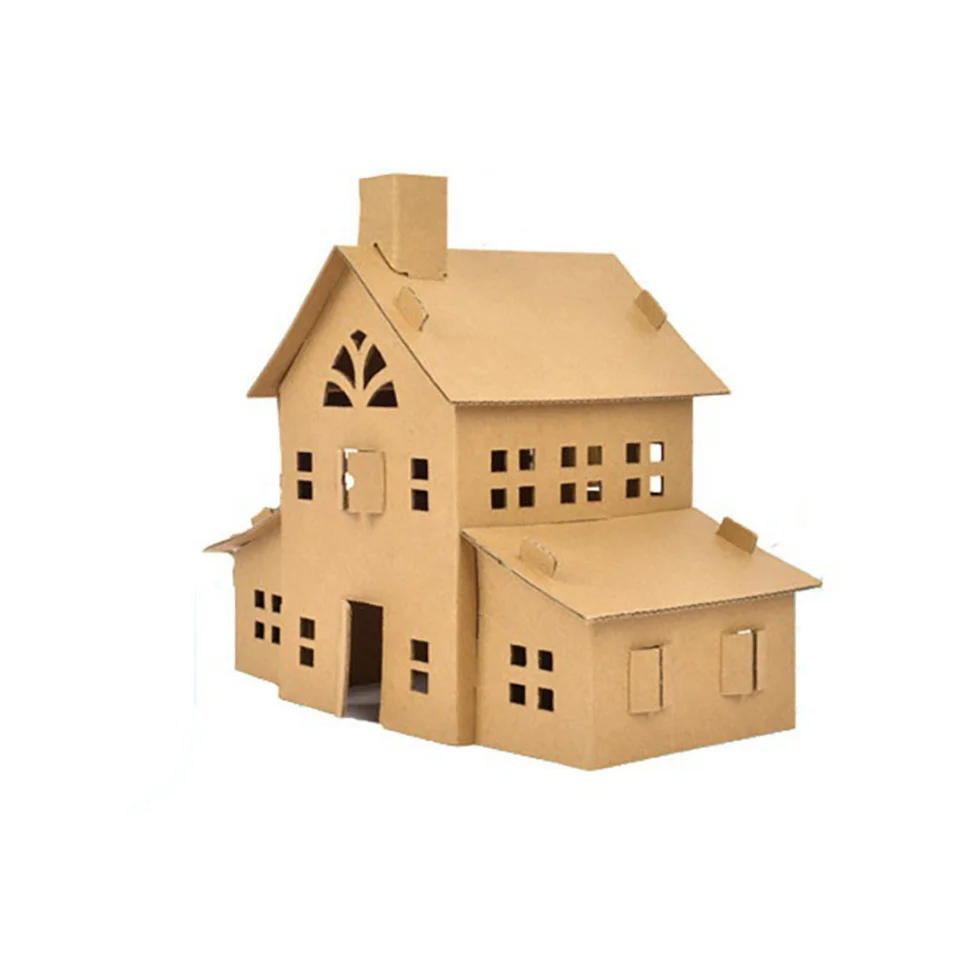 Christmas Paper House DIY Painting Corrugated Board Villa Manor Castle Set Xmas Party Birthday Decoration Kids Gift Home Supply