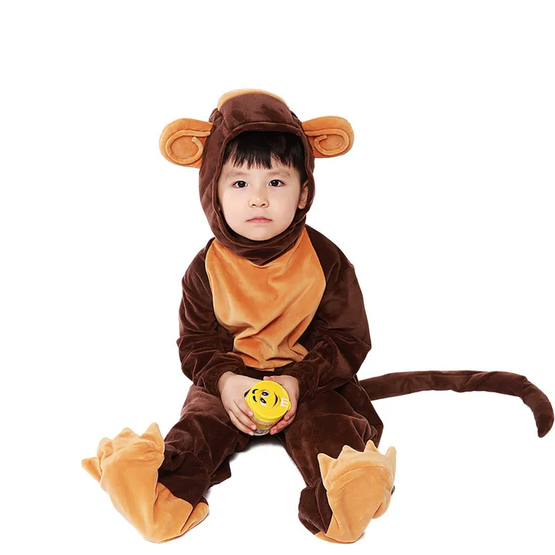 Kid Animal Monkey Onesize Pajamas Purim Boy Girl Cute Monkey Pyjamas Jumpsuit Halloween Book Week Monkey Cosplay Fancy Dress