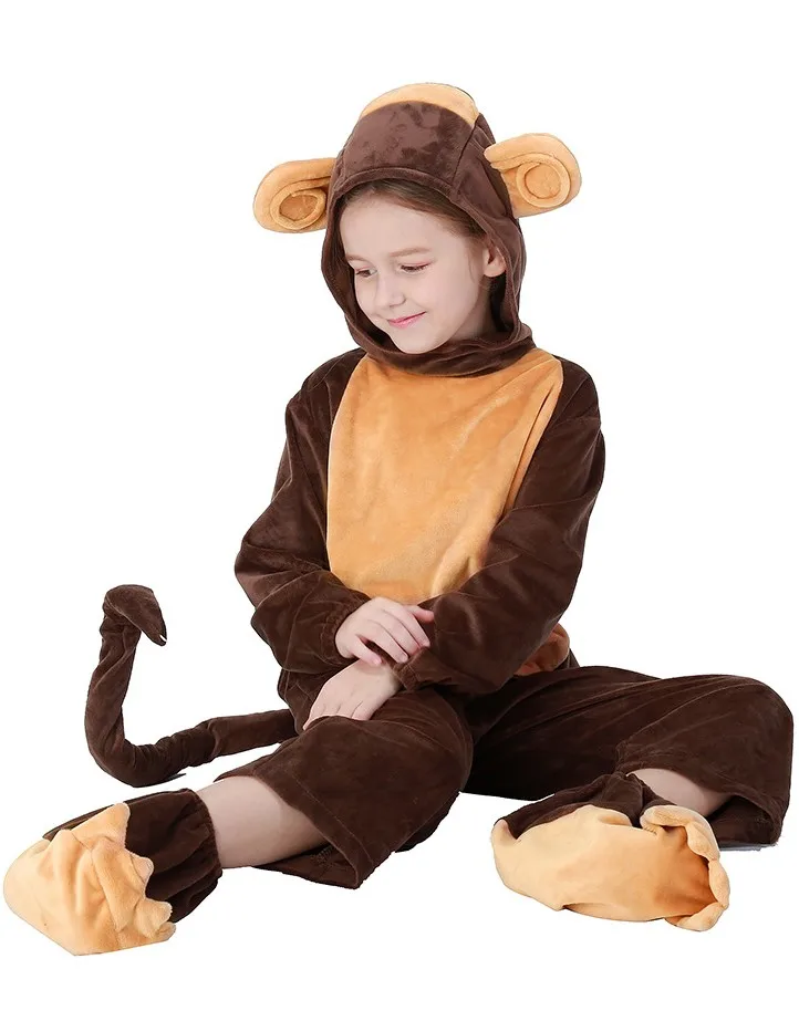 Kid Animal Monkey Onesize Pajamas Purim Boy Girl Cute Monkey Pyjamas Jumpsuit Halloween Book Week Monkey Cosplay Fancy Dress