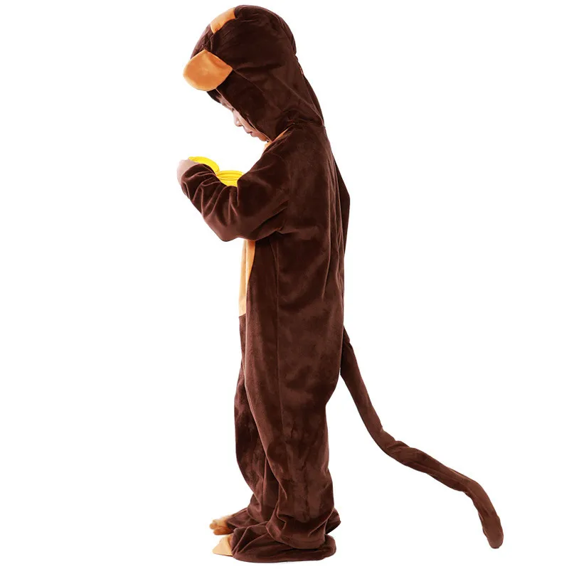 Kid Animal Monkey Onesize Pajamas Purim Boy Girl Cute Monkey Pyjamas Jumpsuit Halloween Book Week Monkey Cosplay Fancy Dress