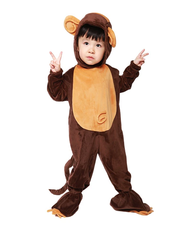 Kid Animal Monkey Onesize Pajamas Purim Boy Girl Cute Monkey Pyjamas Jumpsuit Halloween Book Week Monkey Cosplay Fancy Dress
