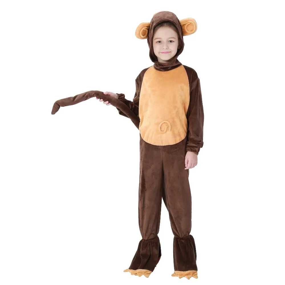 Kid Animal Monkey Onesize Pajamas Purim Boy Girl Cute Monkey Pyjamas Jumpsuit Halloween Book Week Monkey Cosplay Fancy Dress