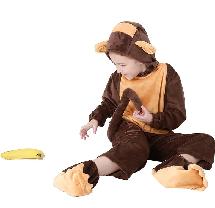 Kid Animal Monkey Onesize Pajamas Purim Boy Girl Cute Monkey Pyjamas Jumpsuit Halloween Book Week Monkey Cosplay Fancy Dress