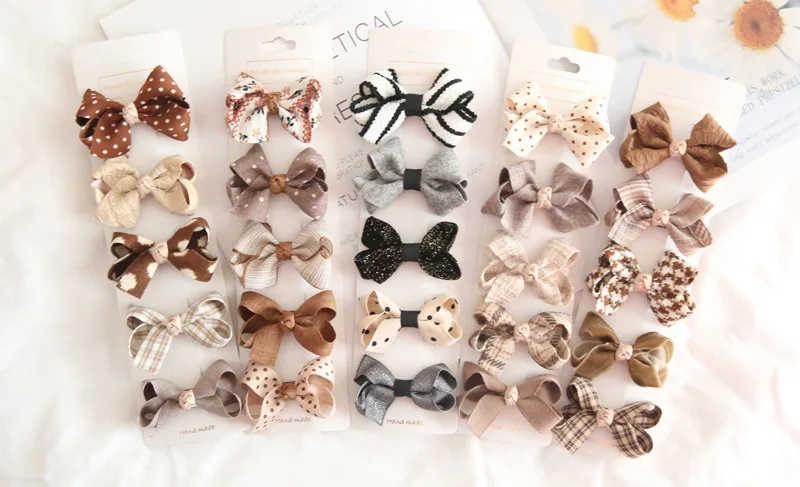 5Pcs/Lot Children's Headwear Baby Hair Accessories Clip Bows For Girls All Cloth Hairpin